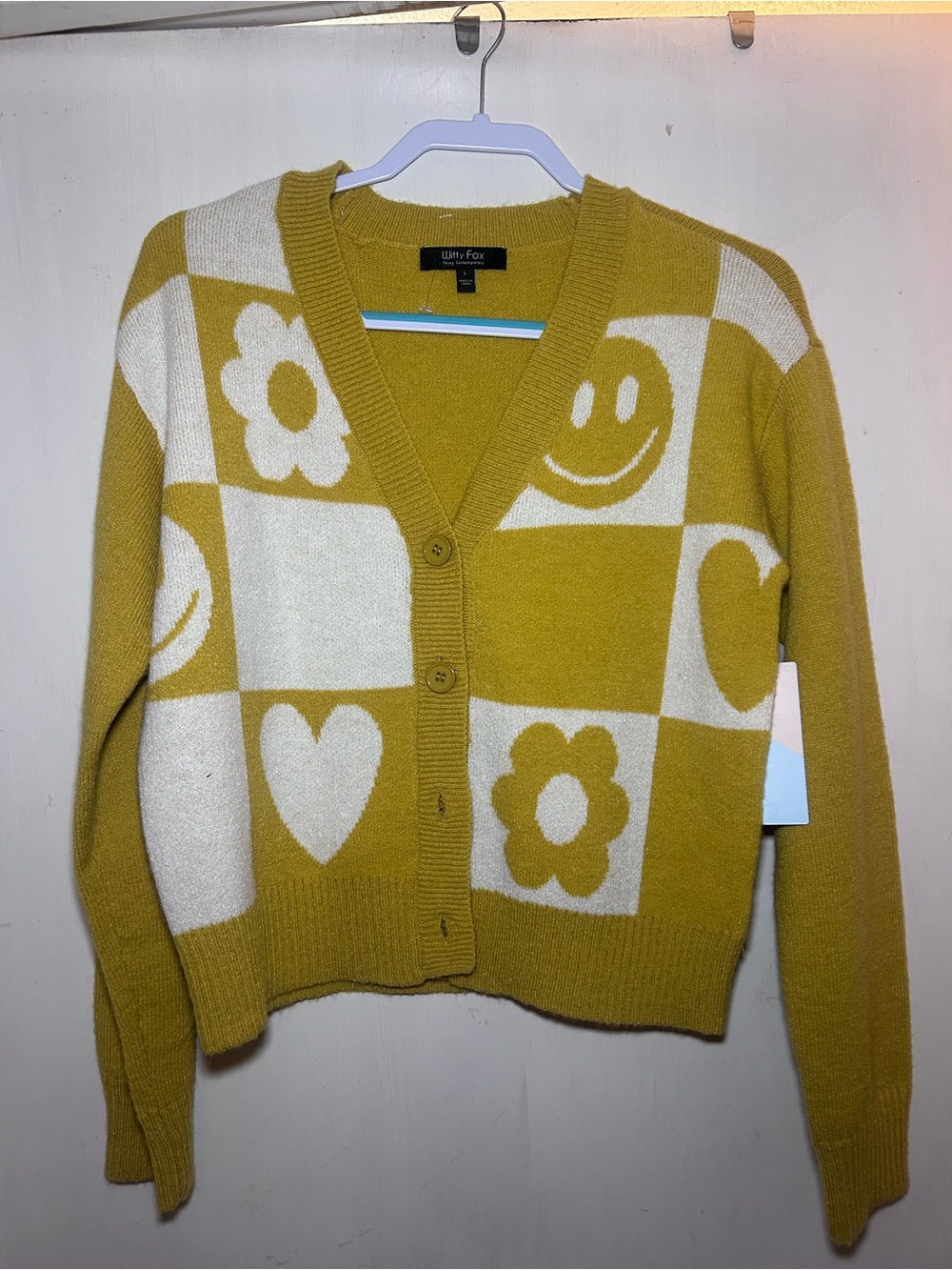 Mustard & Cream Patterned Button Cardigan Sweater